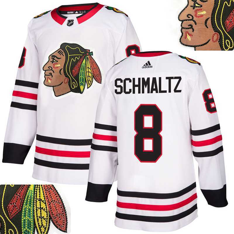 Blackhawks #8 Schmaltz White With Special Glittery Logo Adidas Jersey,We sell and wholesale Blackhawks #8 Schmaltz White With Special Glittery Logo Adidas Jersey on line form chian!